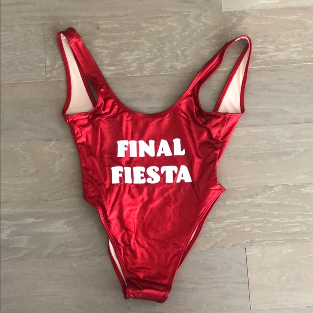 Private Party red swimsuit. NEW NEVER WORN.
